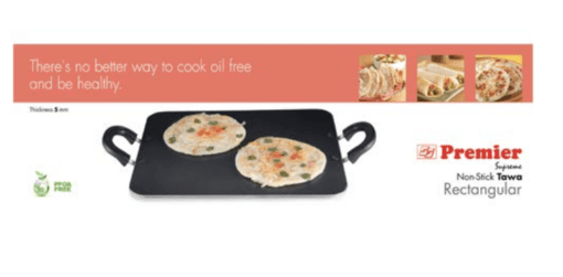 PREMIER Aluminium Non Stick Rectangle Tawa , 33cm - Image 2